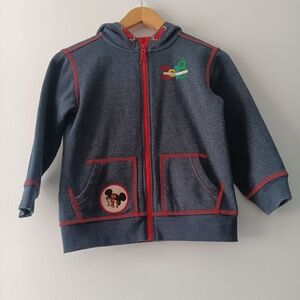 Disney Parks 2018 Mickey Goofy Zip Hoodie Blue Embroidered Disneyland Kids S